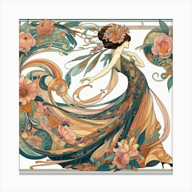 Lady With Flowers Canvas Print