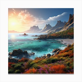 Landscape Ocean and Mountains Canvas Print