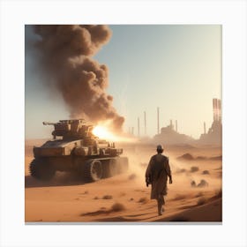 Tank In The Desert 4 Canvas Print