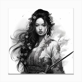 Samurai Girl drawing 1 Canvas Print