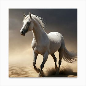 White Horse In The Desert 1 Canvas Print