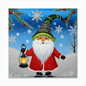 Festive Gnome Painting A Magical Winter Scene Canvas Print