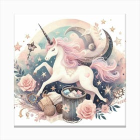 Unicorn In The Moonlight Canvas Print