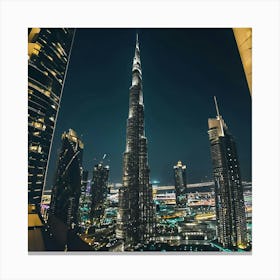 Burj Khalifa At Night Canvas Print