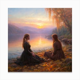 Two Sisters At Sunset Canvas Print