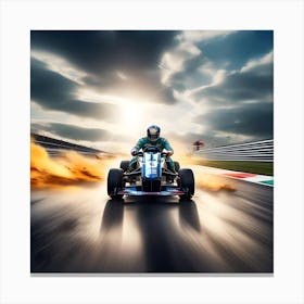 A Man Racing With A Helmet On In Racing Car 644619815 Canvas Print