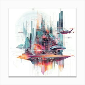 Futuristic City.Generated AI. Wall Art Print Canvas Print