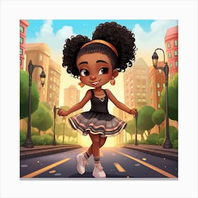 Little Black Girl In The City Canvas Print