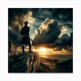 Man Standing On A Cliff Canvas Print