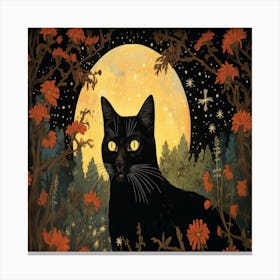 Black Cat In The Moonlight Canvas Print