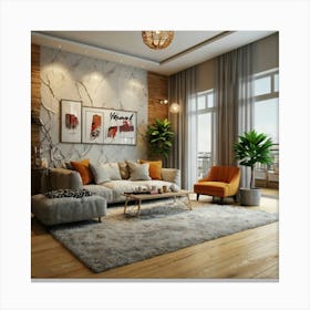 Modern Living Room 4 Canvas Print