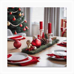 Christmas Table Setting 24 Canvas Print