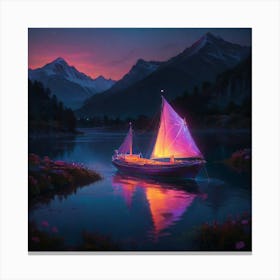 Sailboat At Sunset 1 Canvas Print