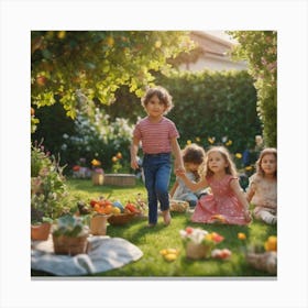 Children Playing In The Garden Canvas Print