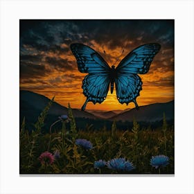 Butterfly At Sunset Canvas Print