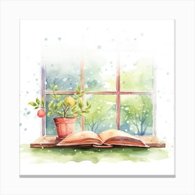 Watercolor Window Book Canvas Print