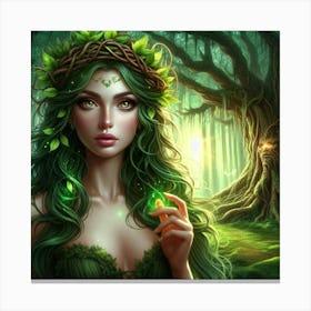 Fairy Girl In The Forest Canvas Print