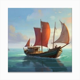 Ship In The Ocean Canvas Print