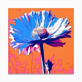 Andy Warhol Style Pop Art Flowers Cornflower 1 Square Canvas Print