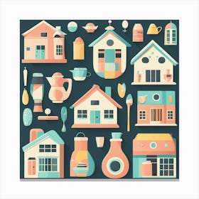 Flat Icons Set Canvas Print