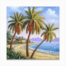 Palm Trees On The Beach 4 Canvas Print