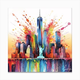 Colorful, Paint Splash Style Art, New York City Canvas Print