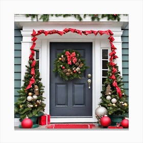 Christmas Door Decorations Canvas Print