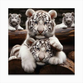 White Tiger Cubs 1 Canvas Print
