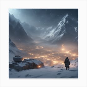 City In The Snow Canvas Print