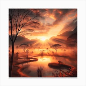 Sunrise In The Jungle Canvas Print
