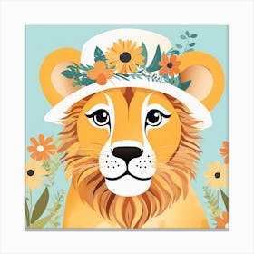 Floral Baby Lion Nursery Painting (4) Canvas Print