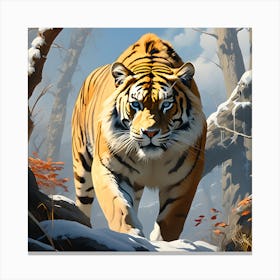 Tiger In The Snow Canvas Print