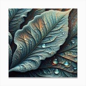 Leaves With Water Droplets Canvas Print