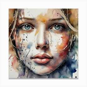 Watercolor Of A Woman'S Face 21 Canvas Print