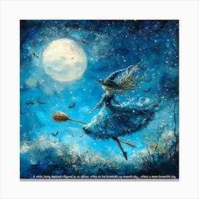 Witch On A Broom Canvas Print