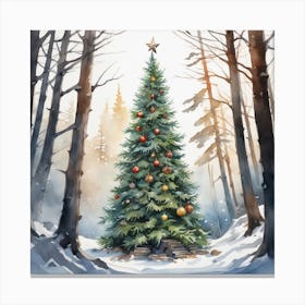Christmas Tree In The Forest 126 Canvas Print