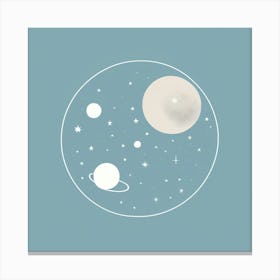 Celestial Bodies Minimalist Drawings Of The Moon Stars And Planets With Hints Of Soft Grey And P 203178317 Canvas Print