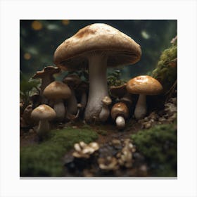 Mushrooms In The Forest 19 Canvas Print