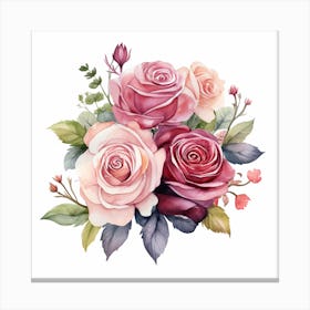 Watercolor Roses Canvas Print