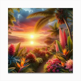 Tropical Landscape At Sunset 2 Canvas Print