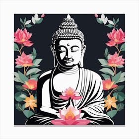 Colorful Floral Buddha Painting (2) Canvas Print