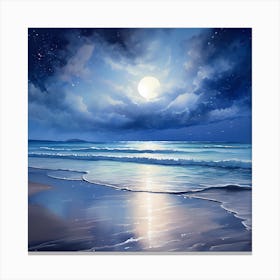 Sam06205 Watercolour Of A Tranquil Beach Scene Beneath A Lumino D1362b84 Bff7 40d6 93eb 2dd759563d03 Canvas Print