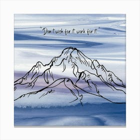 Mountain Line Art and Watercolor Painting with Motivational Quote Canvas Print