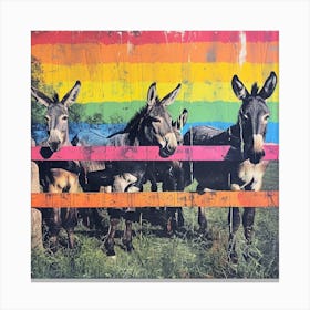 Rainbow Donkey Retro Stripe Collage 3 Canvas Print