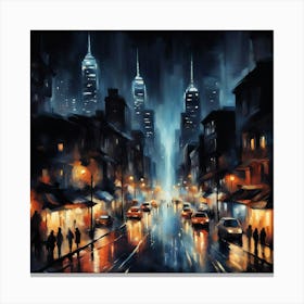 Night In New York City Canvas Print