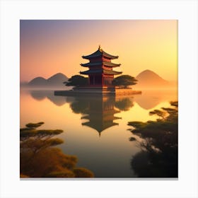 Chinese Pagoda At Sunrise 1 Canvas Print