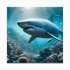 A Great White Shark In His Natural Habitat 4 Canvas Print