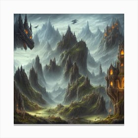 Dragons In The Mountains Canvas Print