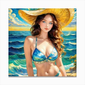 Beautiful Woman In Bikinibj Canvas Print