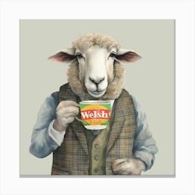 Watercolour Welsh Sheep Delwyn Canvas Print